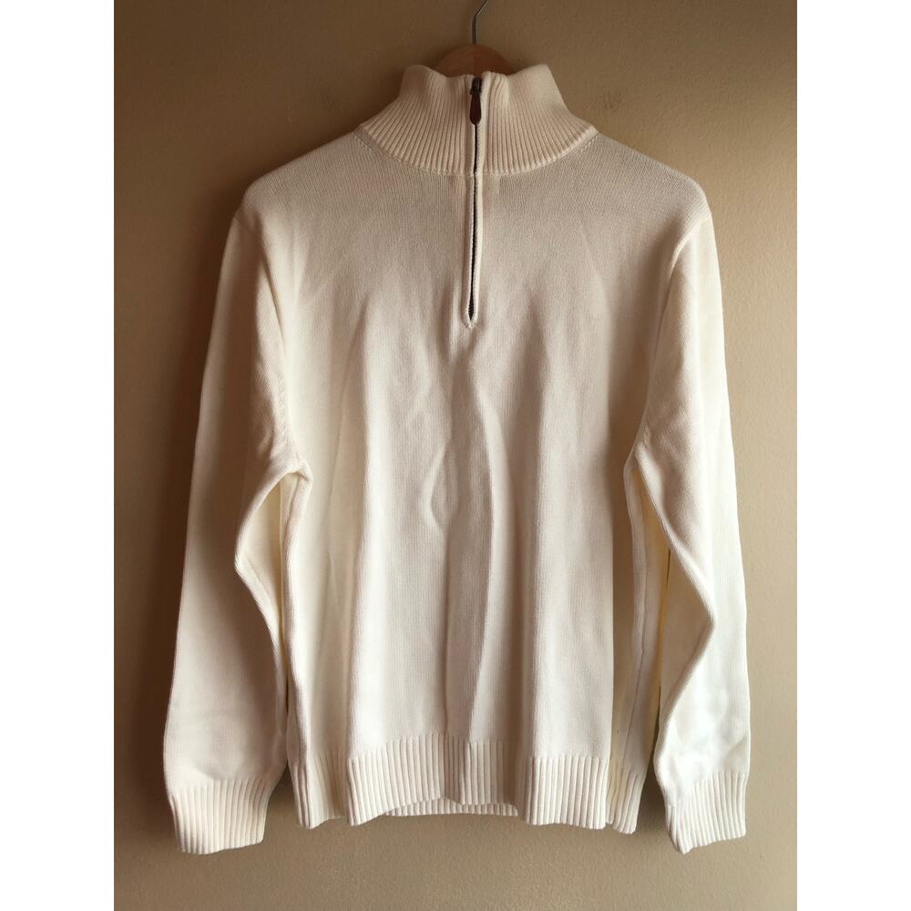 New J.Crew Knit Mens Turtleneck White Medium Sweater Long Sleeve